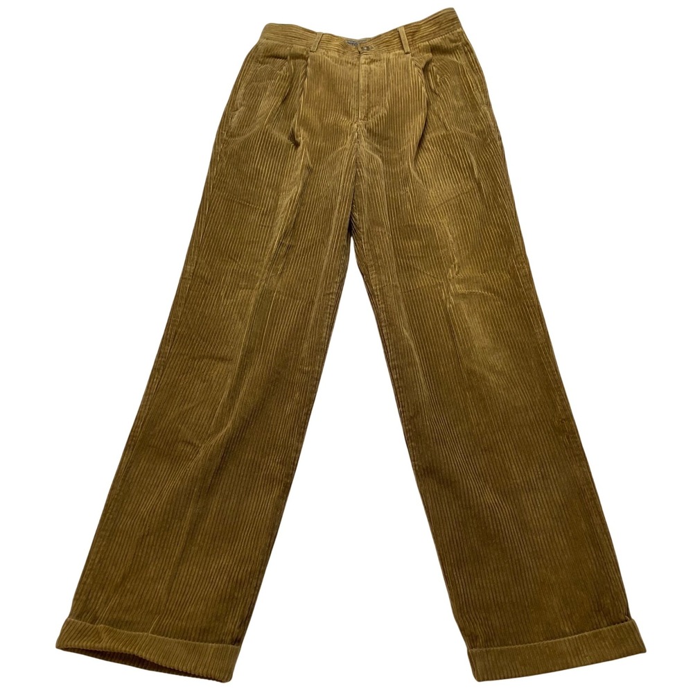 Structure Urban Wear Vintage Corduroy Pants Mens 33x34‎ Brown Pleated Cuffed Tan